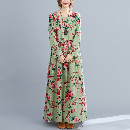 Vintage Linen Long Sleeves Spring Dresses