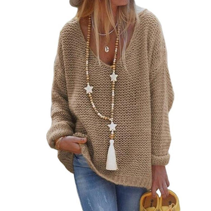Casual V Neck Knitted Women Sweaters