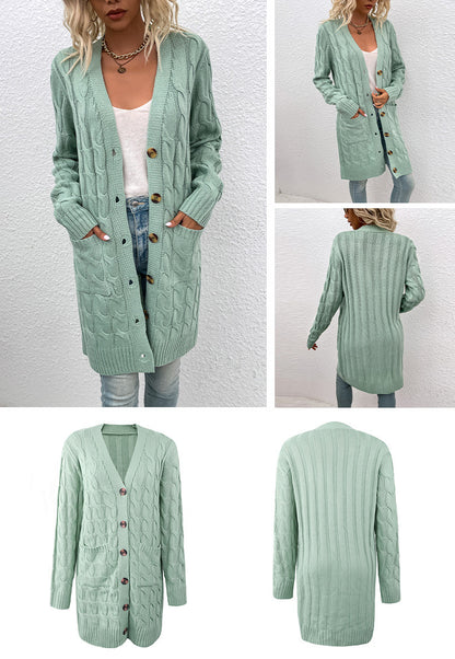 Casual Twist Design Long Cardigan Sweaters for Women