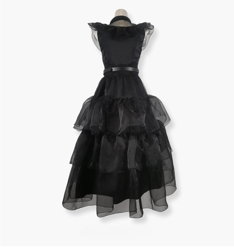 The Addams Family Wednesday Black Raval Ball Dress Cosplay Costume