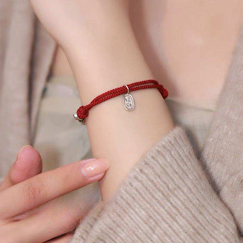 S999 Silver Bamboo Design Woven Bracelets