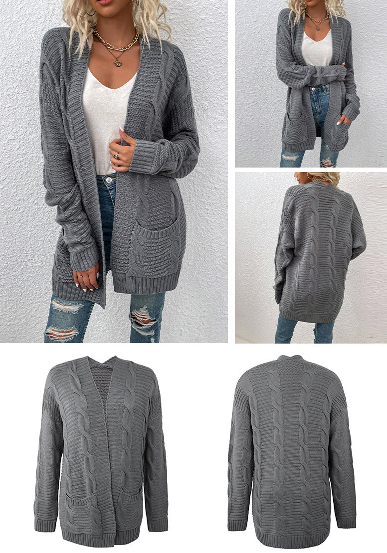 Fashion Twist Design Knitted Long Cardigan Sweaters