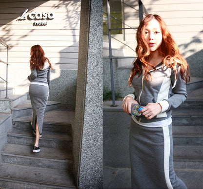 Casual Plus Sizes Long Sleeves Hoodies & Skirts