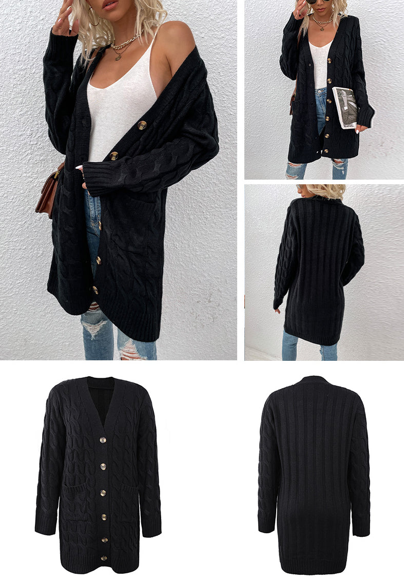 Casual Twist Design Long Cardigan Sweaters for Women