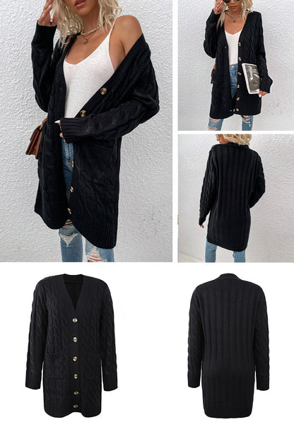 Casual Twist Design Long Cardigan Sweaters for Women