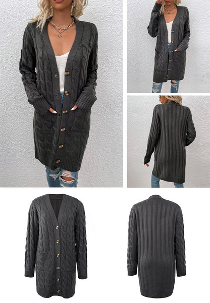 Casual Twist Design Long Cardigan Sweaters for Women