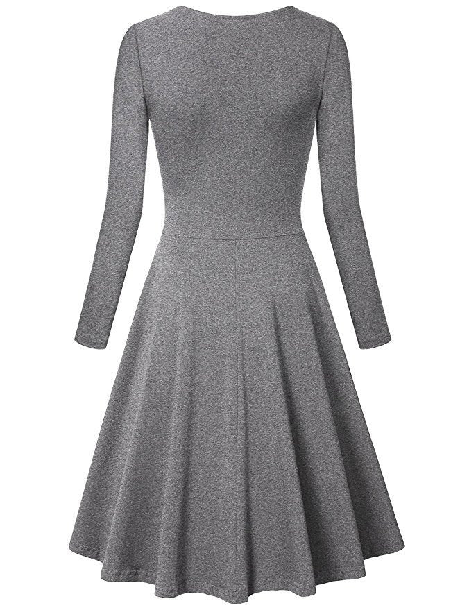 Elegant V Neck Long Sleeves Dresses