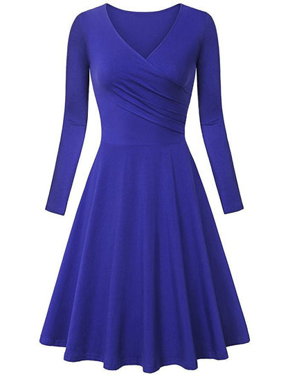 Elegant V Neck Long Sleeves Dresses