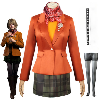 Resident Evil IV 4 Remake Ashley Graham Cosplay Costume Sets 9201