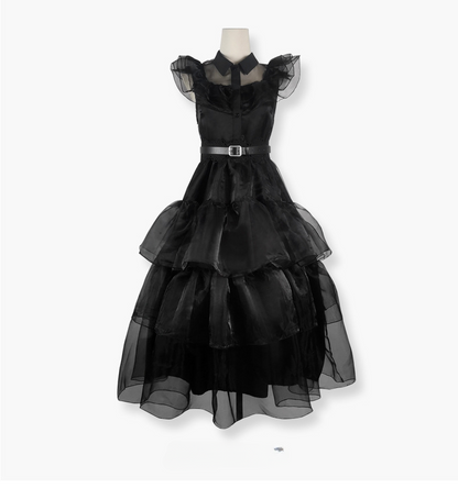 The Addams Family Wednesday Black Raval Ball Dress Cosplay Costume