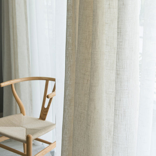 Modern  Japanese style linen curtain Thicken gauze curtain contracted bedroom wave window balcony gauze shading window screen