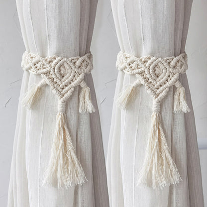 Boho Fringe Curtains Accessories Macrame CurtainTiebacks With Bead Decorative Curtain Rope Farmhouse Decor for Room Decoration