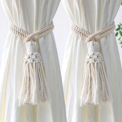 Boho Fringe Curtains Accessories Macrame CurtainTiebacks With Bead Decorative Curtain Rope Farmhouse Decor for Room Decoration