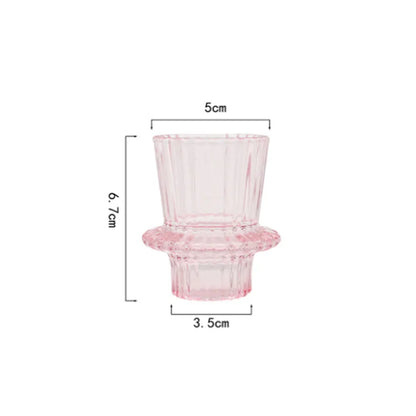 Vertical Stripes Pink Glass Home Decor Candle Holders Wedding Decoration Accessories Candlesticks For Candelabro Centerpiece