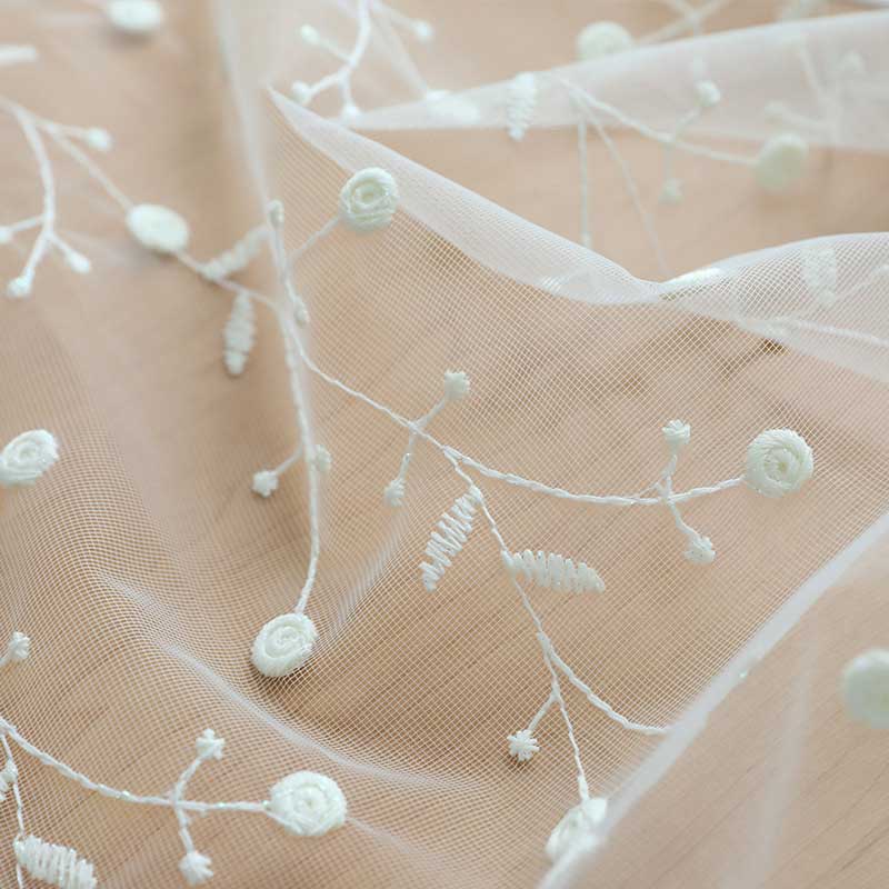 White Floral Embroidered Sheer Curtain For Living Room Modern Floral Voile Tulle Window Curtains For Bedroom Kitchen Drapes Door