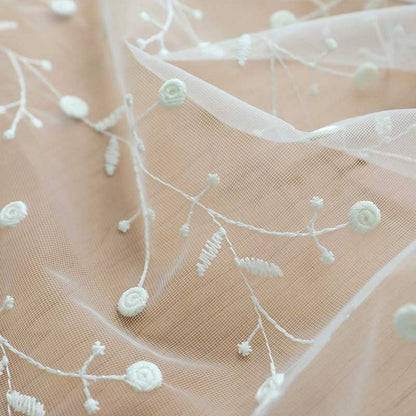 White Floral Embroidered Sheer Curtain For Living Room Modern Floral Voile Tulle Window Curtains For Bedroom Kitchen Drapes Door