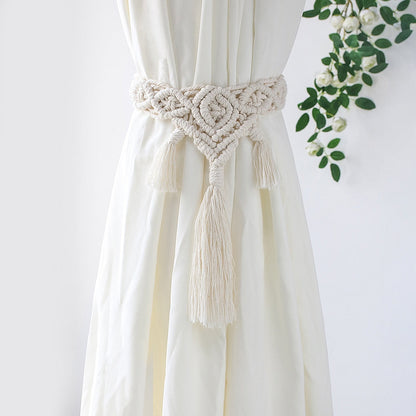 Boho Fringe Curtains Accessories Macrame CurtainTiebacks With Bead Decorative Curtain Rope Farmhouse Decor for Room Decoration