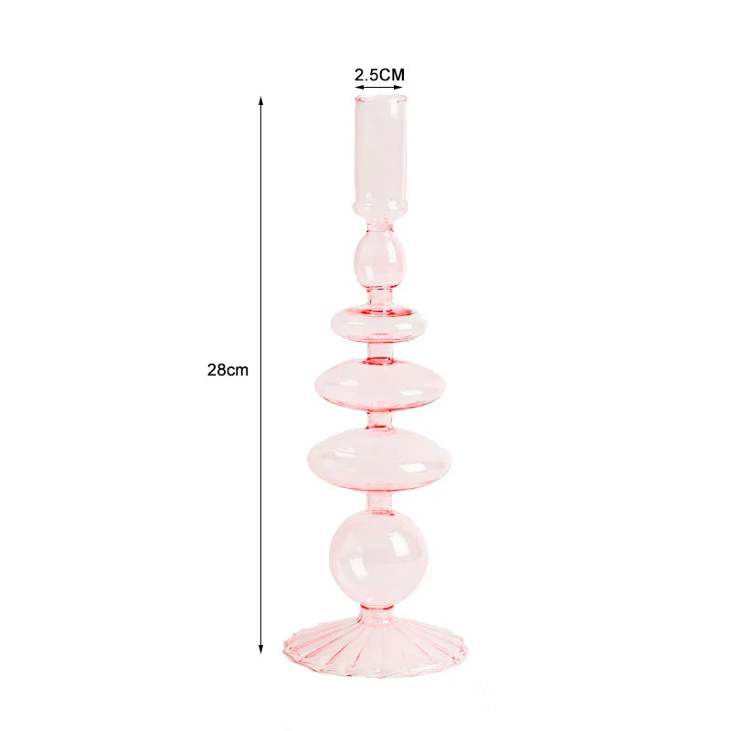 Nordic Glass candle holders, romantic Dinner home decoration, candlestick for birthday wedding, candle holder portavelas decor