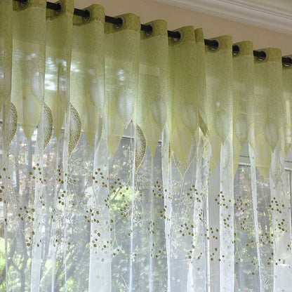 Pastoral Tulle Window Curtain For Living Room Green Sheer Curtain For Bedroom Voile Curtain Kitchen Drape Blinds Custom Made