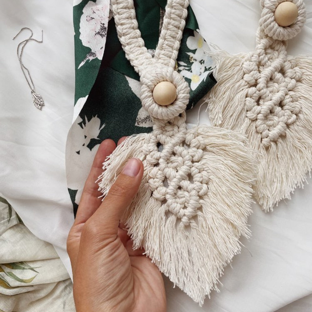 2 Pack Macrame Curtain Tiebacks Decorative Curtain With Bead Kawaii Boho Room Decor Home Living Room Decoration Gift