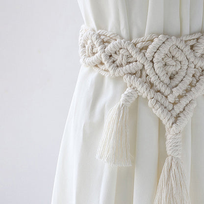 Boho Fringe Curtains Accessories Macrame CurtainTiebacks With Bead Decorative Curtain Rope Farmhouse Decor for Room Decoration