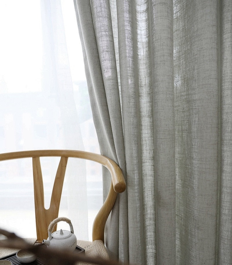 Modern Linen Curtain for Living Room Bedroom pure color cotton linen curtains tulle fabrics custom gauze semi-shading ramie yarn