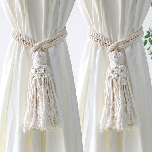 Macrame Curtain Tiebacks Boho Rope Curtain Tie Back  Decorative Woven Curtain Holdbacks Home Decor Room Deocration