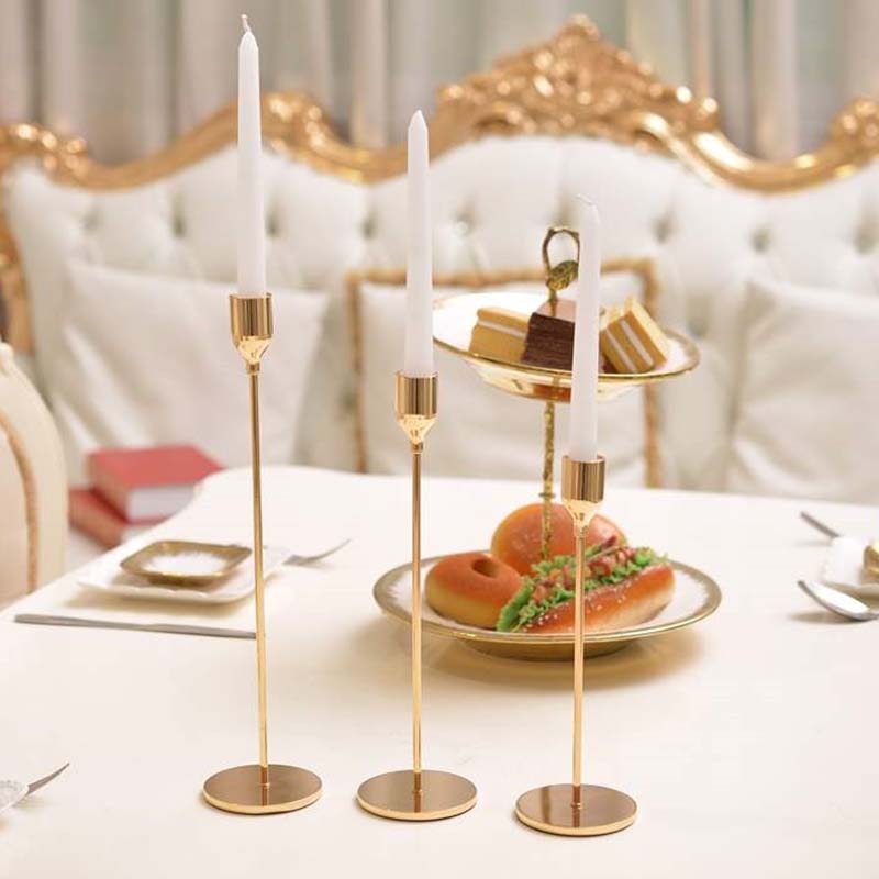 3Pcs/Set Chinese Style Metal Candle Holders Simple Golden Wedding Decoration Bar Party Living Room Decor Home Decor Candlestick