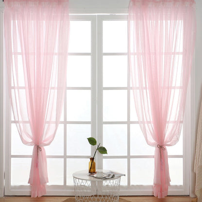 White Tulle Short Curtain for Living room Solid Sheer Voile Curtains for Kitchen Window Screening Linen Curtain Door Wedding