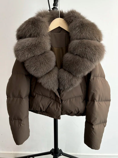 Women Fur Collar  Winter Women Puffer Jacket Duck Down Jackets Coats