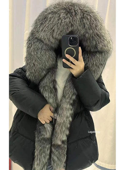 Winter Women 90% White Duck Down Coat Luxury Puffer Jacket Overcoats