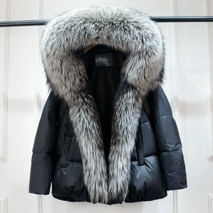 Winter Women Faux Fur Collar Thick Warm Women Hoodies Coat