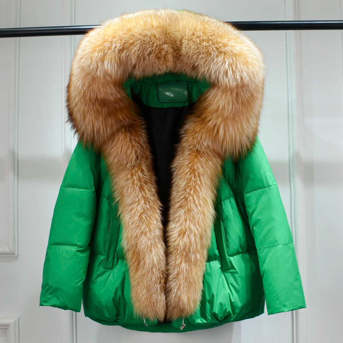 Winter Women Faux Fur Collar Thick Warm Women Hoodies Coat