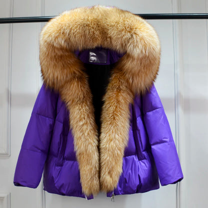 Winter Women Faux Fur Collar Thick Warm Women Hoodies Coat