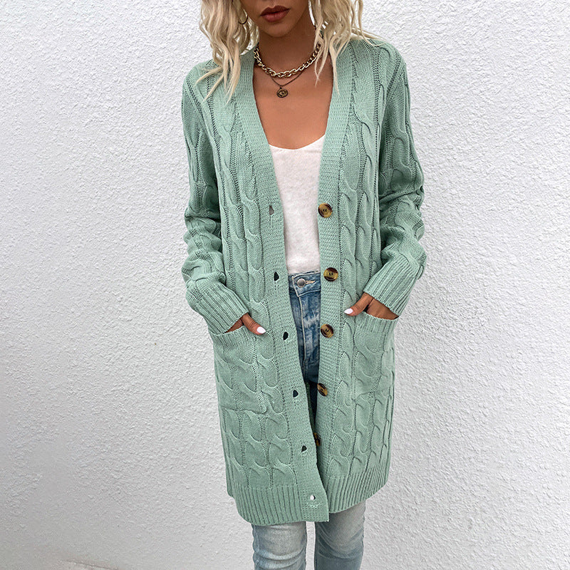 Casual Twist Design Long Cardigan Sweaters for Women