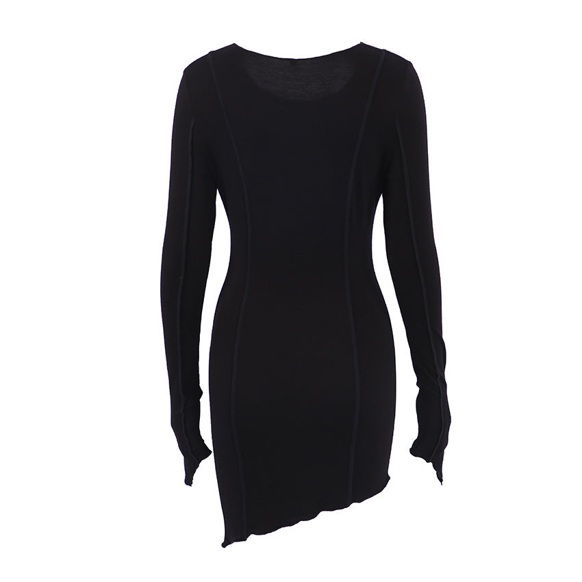 Sexy High Neck Elastic Knitted Mini Sheath Dresses