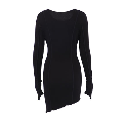 Sexy High Neck Elastic Knitted Mini Sheath Dresses