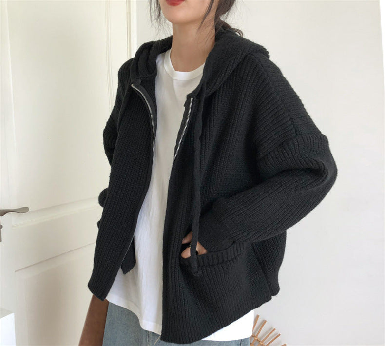 Casual Vintage Knitted Hoodies Cardigan Sweaters