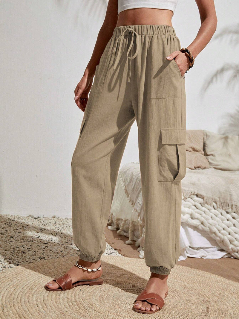 Casual Women Pockets Trousers