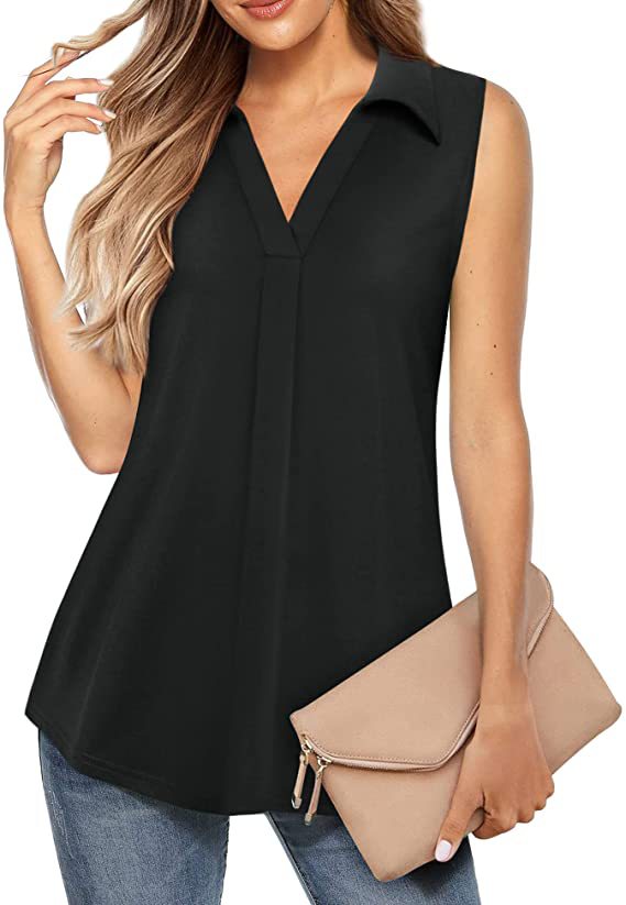 Casual V Neck Sleeveless Women Tops