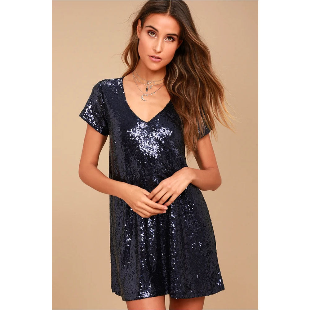 Sexy V Neck Short Sleeves Mini Dresses