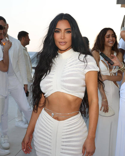 Sexy See Through Knitted Night Party Dress Suits
