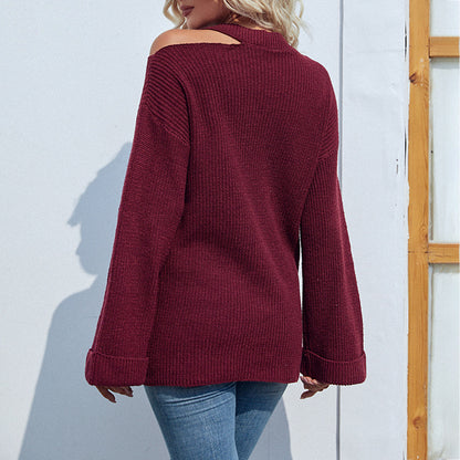 Fashion Round Neck Trumpet Sleeves Women Sweaters