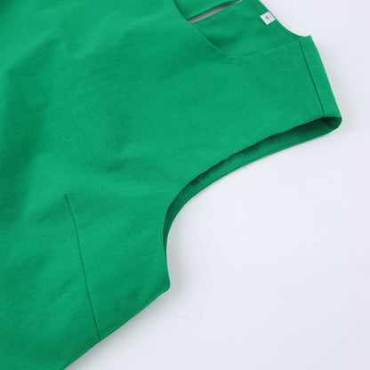 Casual Cotton Linen Sleeveless Tops & Wide Legs Pants