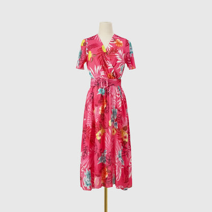 Summer Floral Print Short Sleeves Midi Dresses