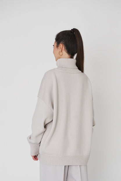 Fashion High Neck Knitted Pullover Sweaters for Women