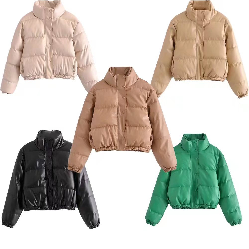 Casual Winter Pu Cotton Jackts for Women