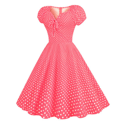Vintage V Neck Summer Short Sleeves Dresses