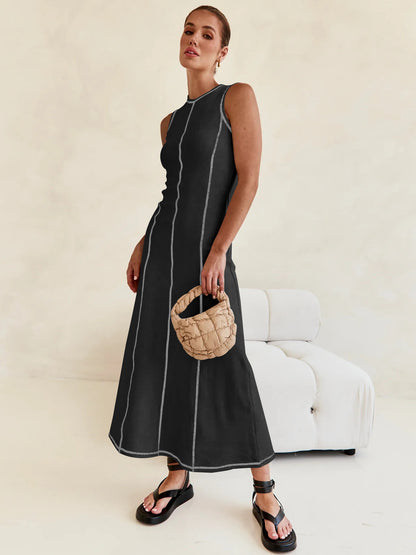 Designed Vintage Knitted Sleeveless Long Dresses
