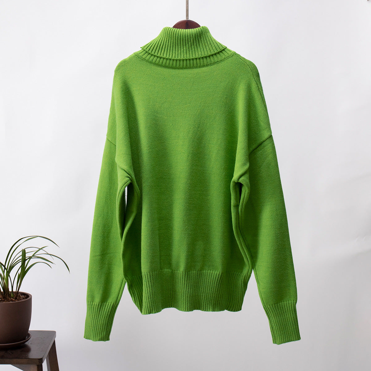 Fashion High Neck Knitted Pullover Sweaters for Women